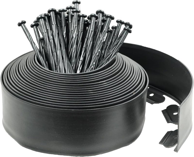H HUGELEAF Hugeleaf Landscape Edging Kit 40 Feet with 48pcs Spikes, 4 Inches Garden Edging Flexible Landscape Lawn Border for Flower Beds Yard Pathway - Image 1